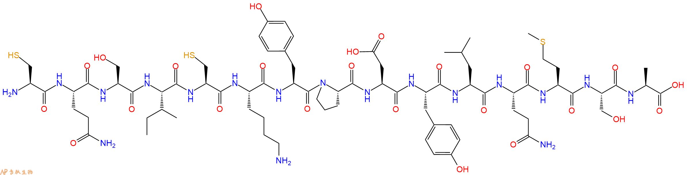 专肽生物产品H2N-Cys-Gln-Ser-Ile-Cys-Lys-Tyr-Pro-Asp-Tyr-Leu-Gln-Met-Ser-Ala-OH