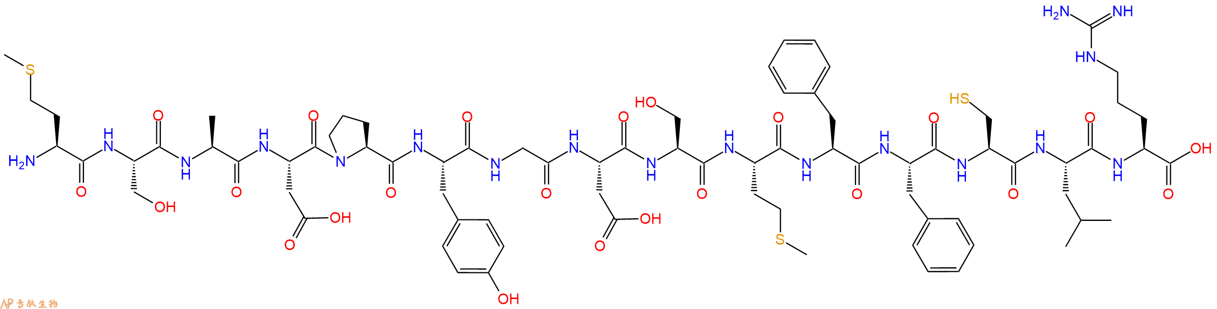 专肽生物产品H2N-Met-Ser-Ala-Asp-Pro-Tyr-Gly-Asp-Ser-Met-Phe-Phe-Cys-Leu-Arg-OH