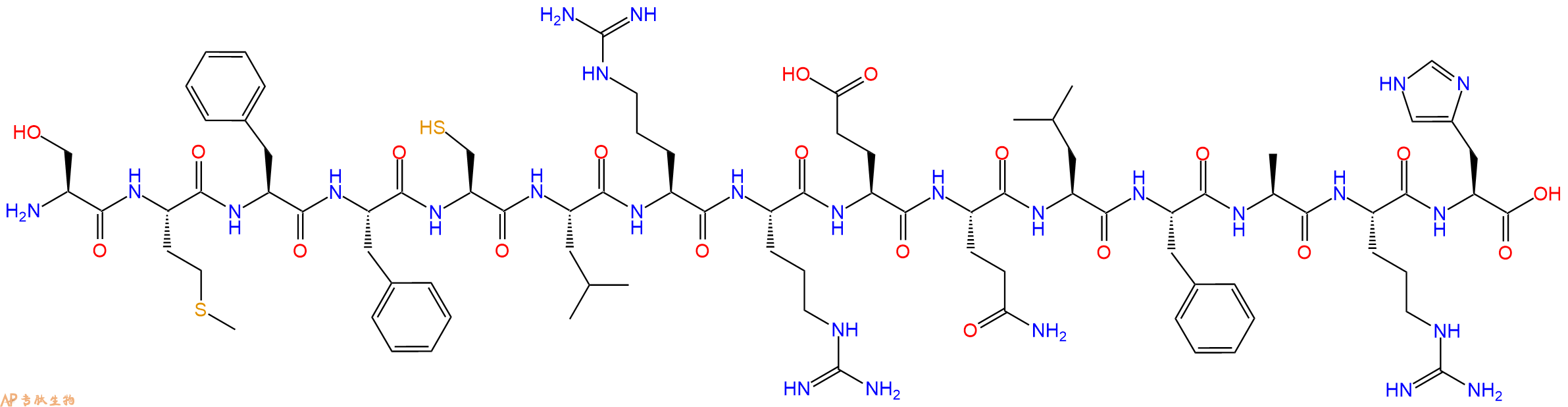 专肽生物产品H2N-Ser-Met-Phe-Phe-Cys-Leu-Arg-Arg-Glu-Gln-Leu-Phe-Ala-Arg-His-OH