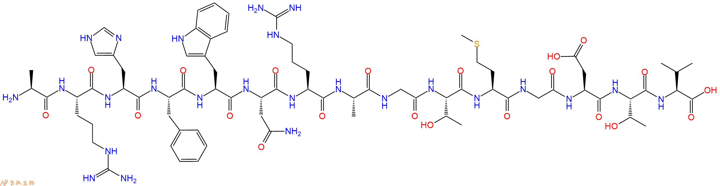 专肽生物产品H2N-Ala-Arg-His-Phe-Trp-Asn-Arg-Ala-Gly-Thr-Met-Gly-Asp-Thr-Val-OH