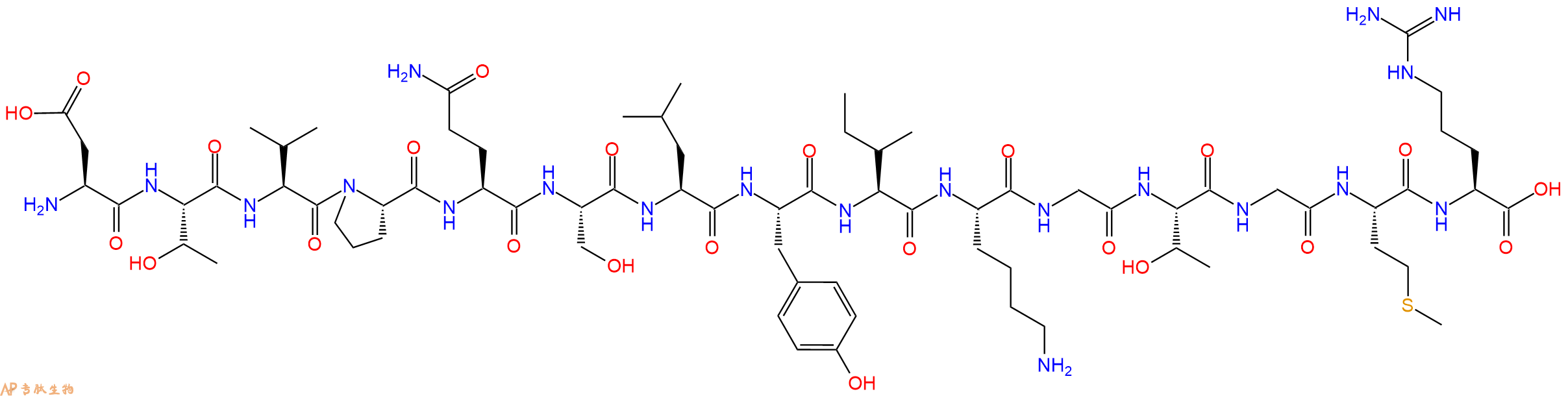 专肽生物产品H2N-Asp-Thr-Val-Pro-Gln-Ser-Leu-Tyr-Ile-Lys-Gly-Thr-Gly-Met-Arg-OH