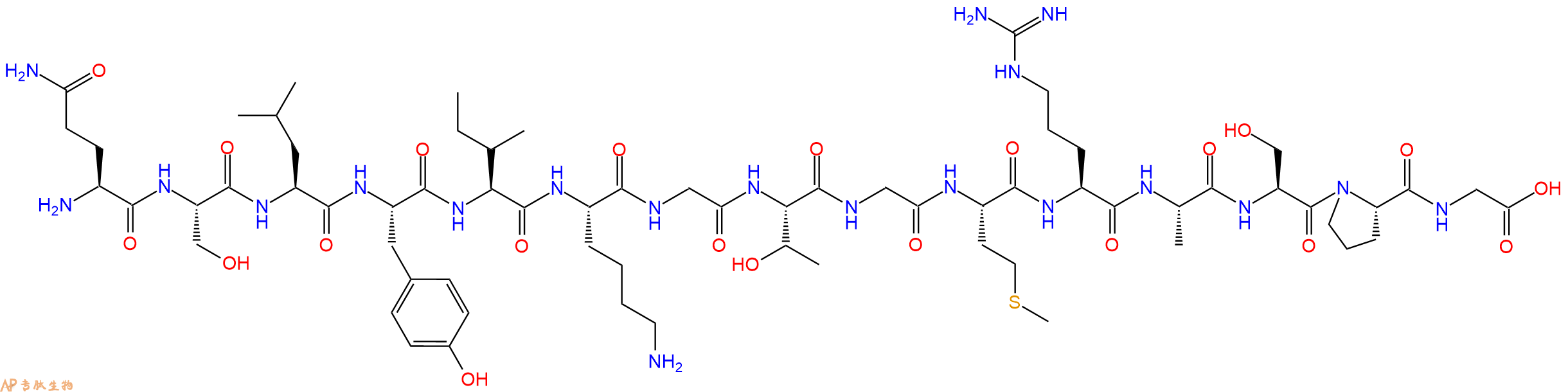 专肽生物产品H2N-Gln-Ser-Leu-Tyr-Ile-Lys-Gly-Thr-Gly-Met-Arg-Ala-Ser-Pro-Gly-OH