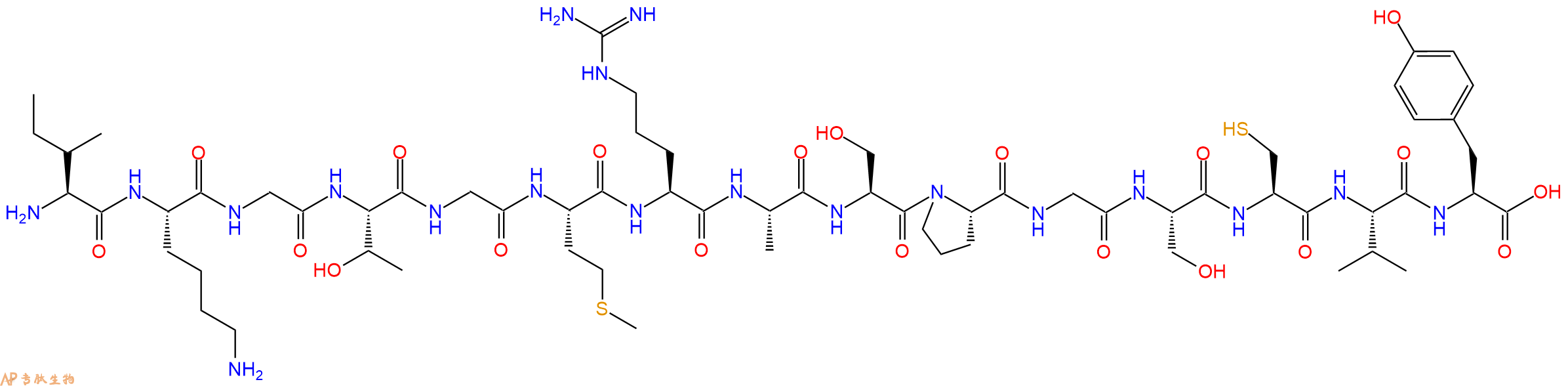 专肽生物产品H2N-Ile-Lys-Gly-Thr-Gly-Met-Arg-Ala-Ser-Pro-Gly-Ser-Cys-Val-Tyr-OH