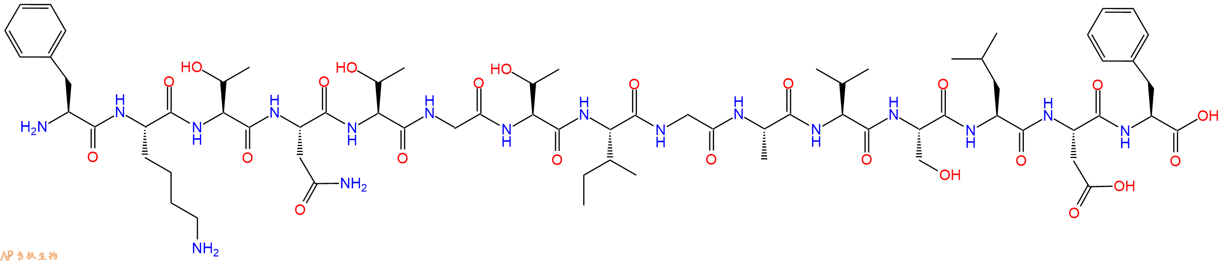 专肽生物产品H2N-Phe-Lys-Thr-Asn-Thr-Gly-Thr-Ile-Gly-Ala-Val-Ser-Leu-Asp-Phe-OH