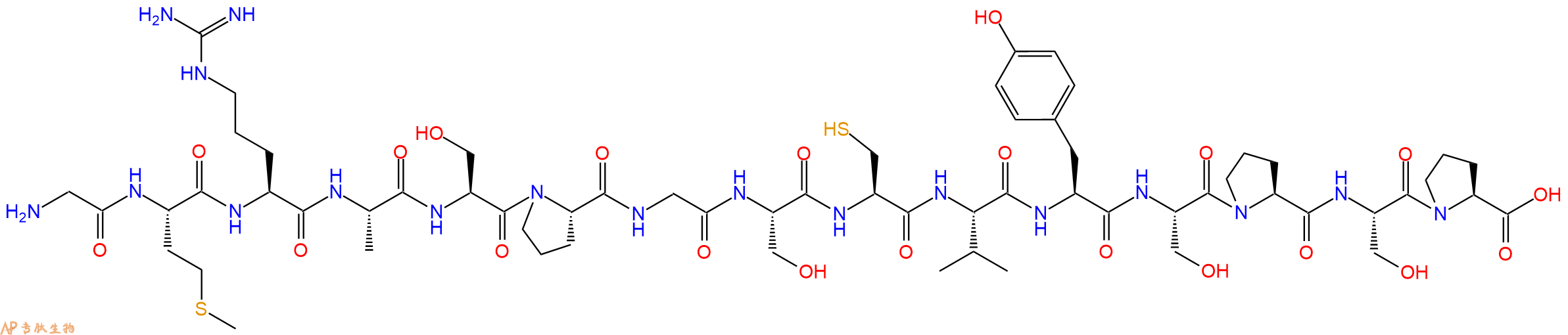 专肽生物产品H2N-Gly-Met-Arg-Ala-Ser-Pro-Gly-Ser-Cys-Val-Tyr-Ser-Pro-Ser-Pro-OH