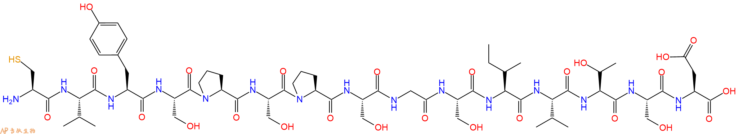专肽生物产品H2N-Cys-Val-Tyr-Ser-Pro-Ser-Pro-Ser-Gly-Ser-Ile-Val-Thr-Ser-Asp-OH