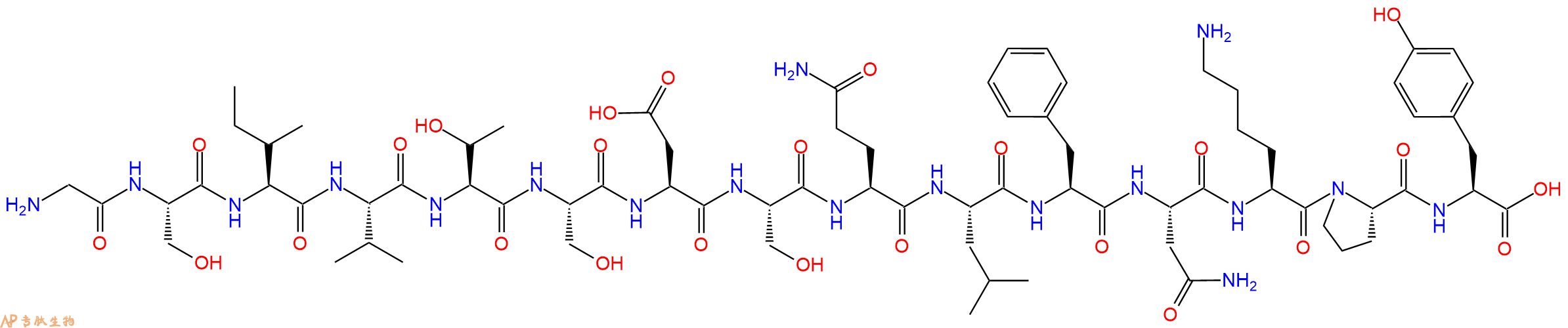 专肽生物产品H2N-Gly-Ser-Ile-Val-Thr-Ser-Asp-Ser-Gln-Leu-Phe-Asn-Lys-Pro-Tyr-OH
