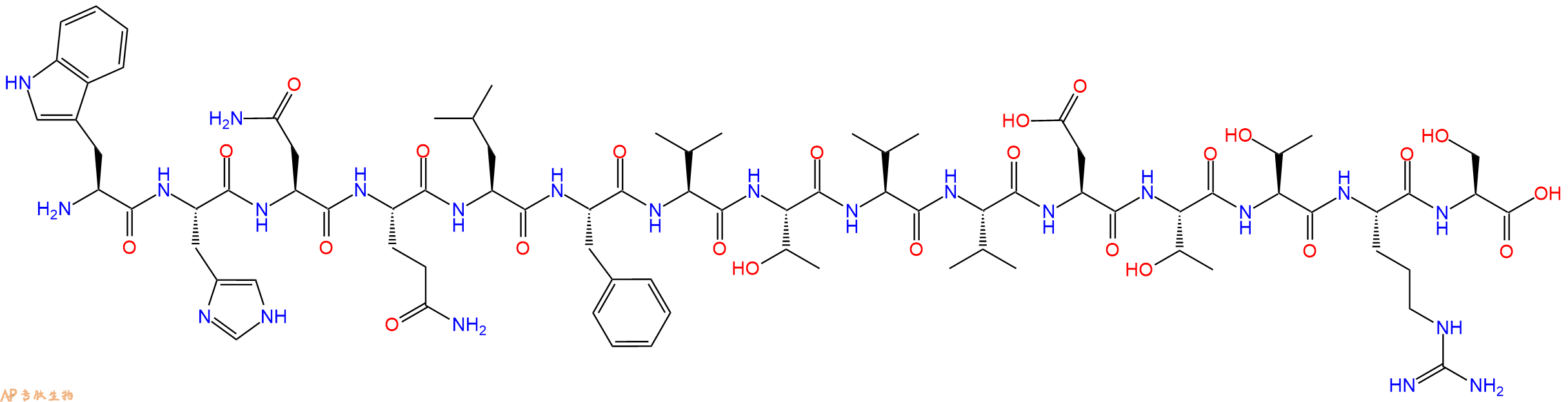 专肽生物产品H2N-Trp-His-Asn-Gln-Leu-Phe-Val-Thr-Val-Val-Asp-Thr-Thr-Arg-Ser-OH