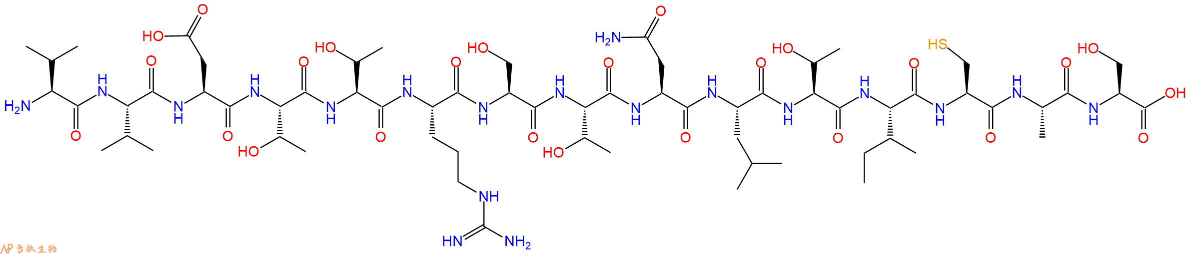 专肽生物产品H2N-Val-Val-Asp-Thr-Thr-Arg-Ser-Thr-Asn-Leu-Thr-Ile-Cys-Ala-Ser-OH