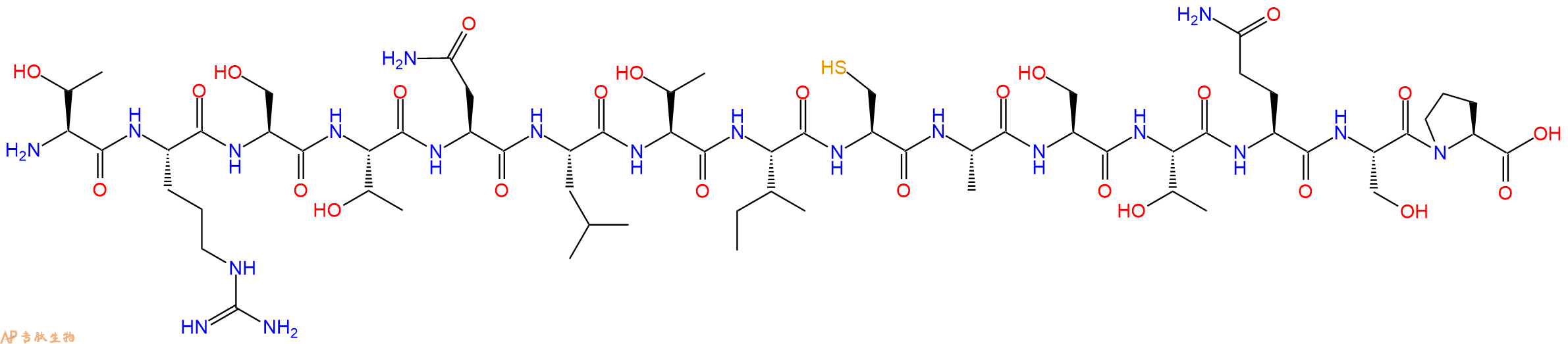 专肽生物产品H2N-Thr-Arg-Ser-Thr-Asn-Leu-Thr-Ile-Cys-Ala-Ser-Thr-Gln-Ser-Pro-OH