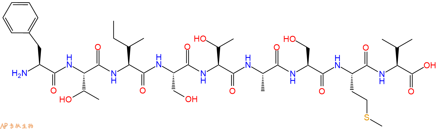 专肽生物产品H2N-Phe-Thr-Ile-Ser-Thr-Ala-Ser-Met-Val-OH