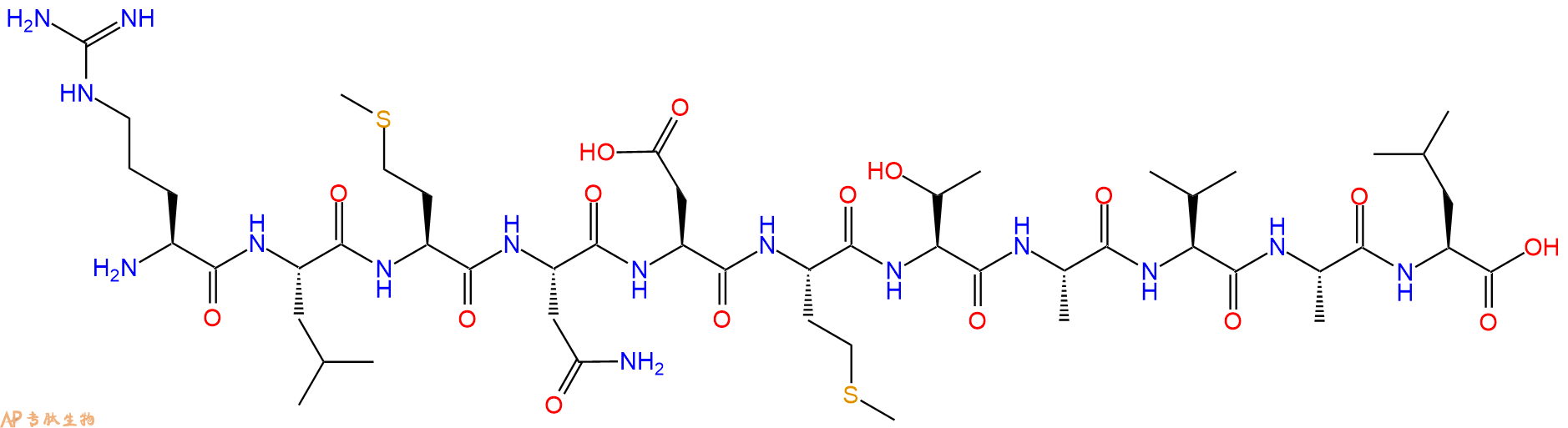 专肽生物产品H2N-Arg-Leu-Met-Asn-Asp-Met-Thr-Ala-Val-Ala-Leu-OH
