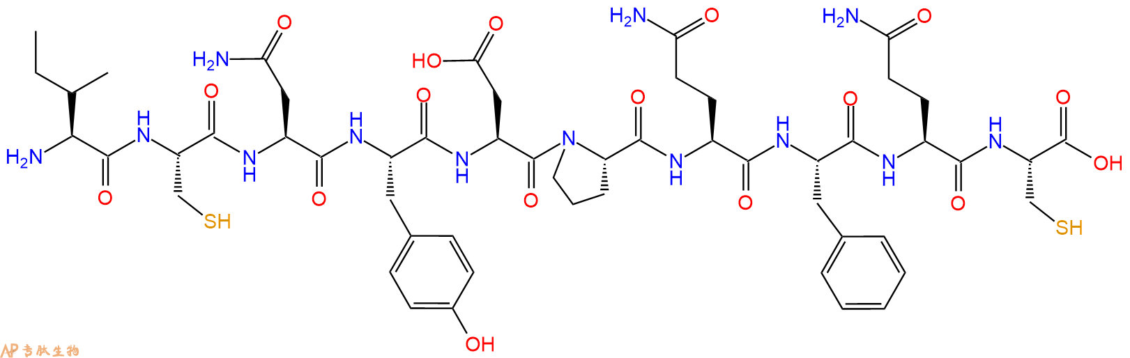 专肽生物产品H2N-Ile-Cys-Asn-Tyr-Asp-Pro-Gln-Phe-Gln-Cys-OH