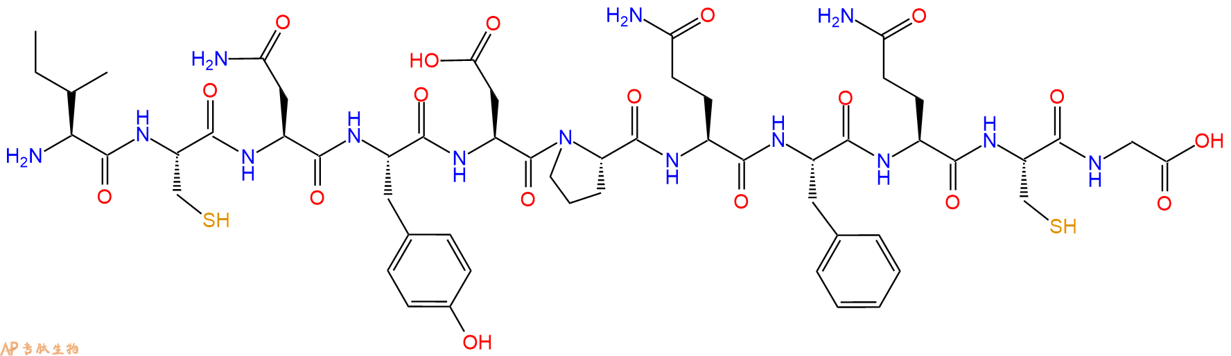 专肽生物产品H2N-Ile-Cys-Asn-Tyr-Asp-Pro-Gln-Phe-Gln-Cys-Gly-OH