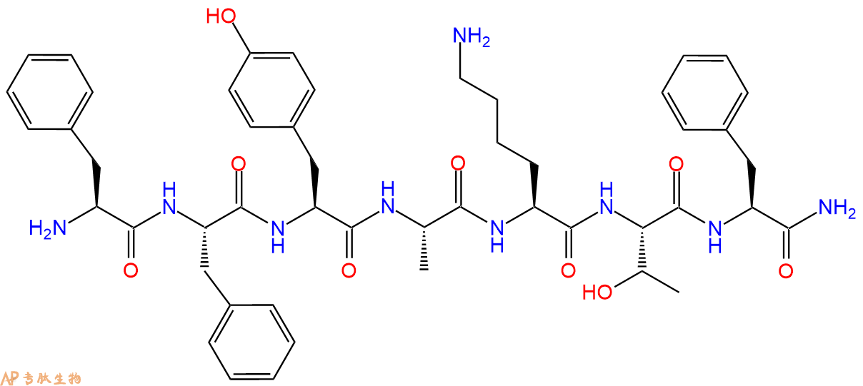 专肽生物产品H2N-Phe-Phe-Tyr-Ala-Lys-Thr-Phe-CONH2