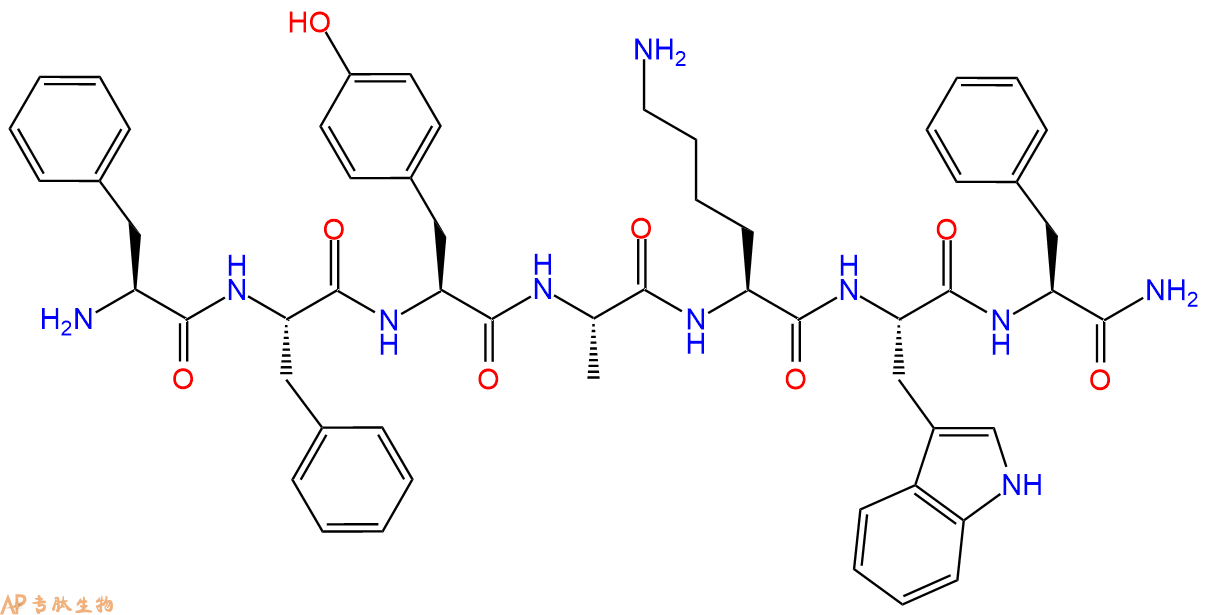 专肽生物产品H2N-Phe-Phe-Tyr-Ala-Lys-Trp-Phe-CONH2