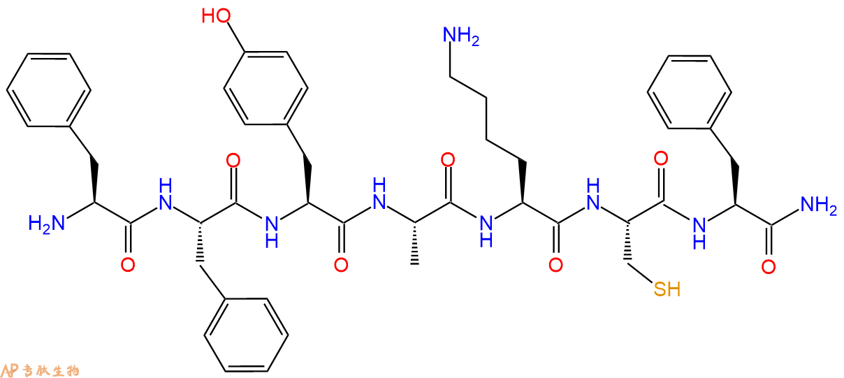 专肽生物产品H2N-Phe-Phe-Tyr-Ala-Lys-Cys-Phe-CONH2