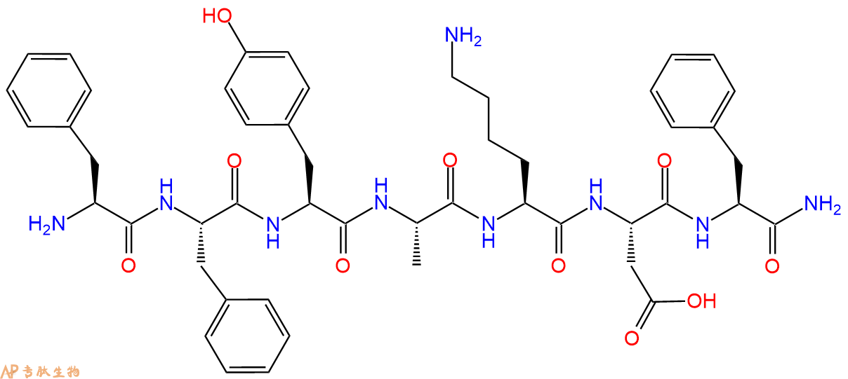 专肽生物产品H2N-Phe-Phe-Tyr-Ala-Lys-Asp-Phe-CONH2