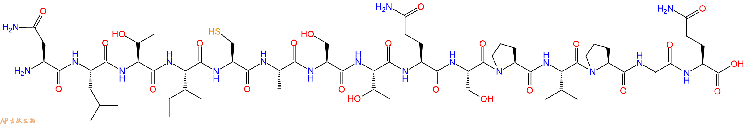 专肽生物产品H2N-Asn-Leu-Thr-Ile-Cys-Ala-Ser-Thr-Gln-Ser-Pro-Val-Pro-Gly-Gln-OH