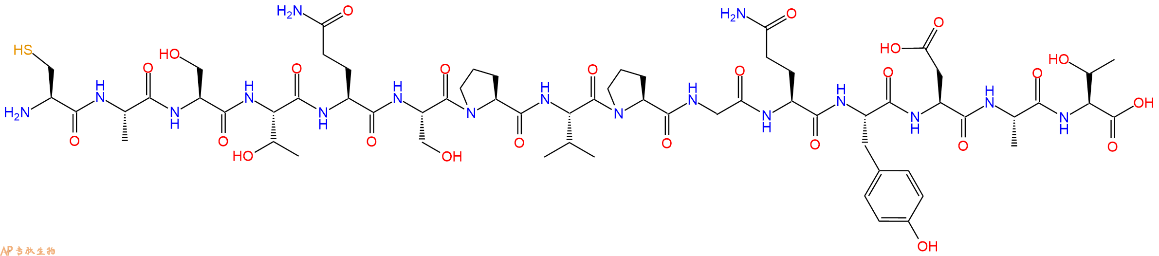 专肽生物产品H2N-Cys-Ala-Ser-Thr-Gln-Ser-Pro-Val-Pro-Gly-Gln-Tyr-Asp-Ala-Thr-OH