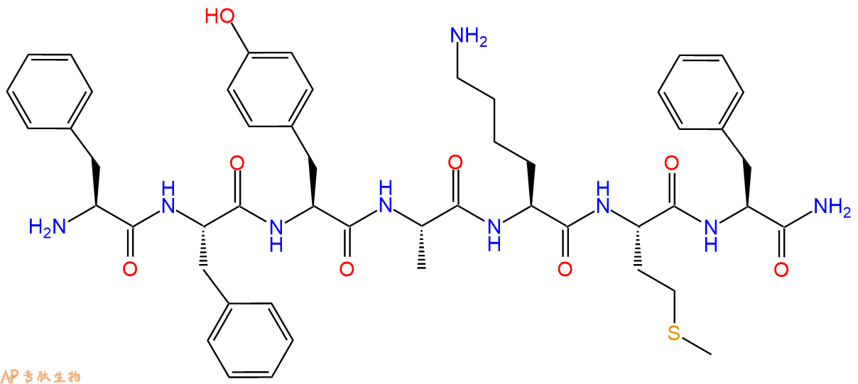 专肽生物产品H2N-Phe-Phe-Tyr-Ala-Lys-Met-Phe-CONH2