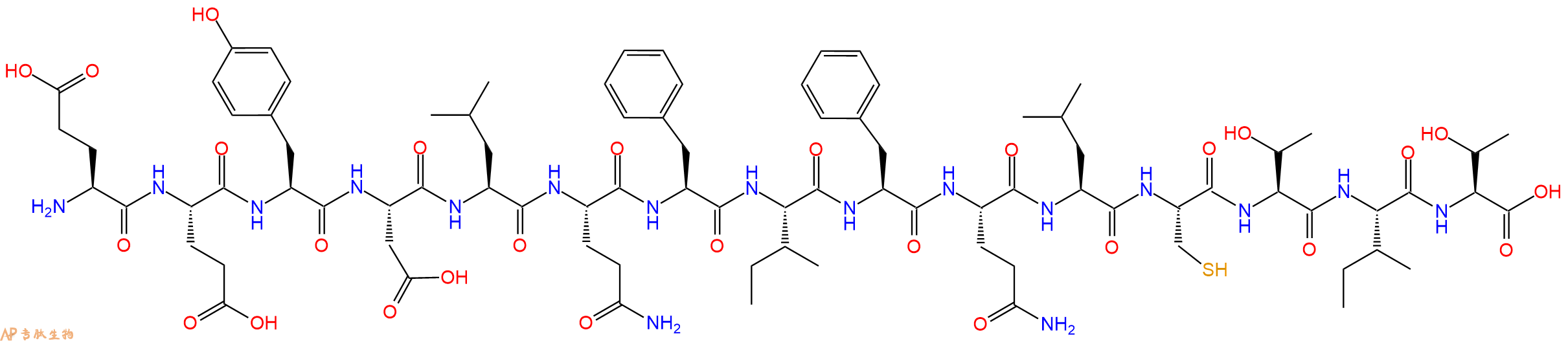 专肽生物产品H2N-Glu-Glu-Tyr-Asp-Leu-Gln-Phe-Ile-Phe-Gln-Leu-Cys-Thr-Ile-Thr-OH