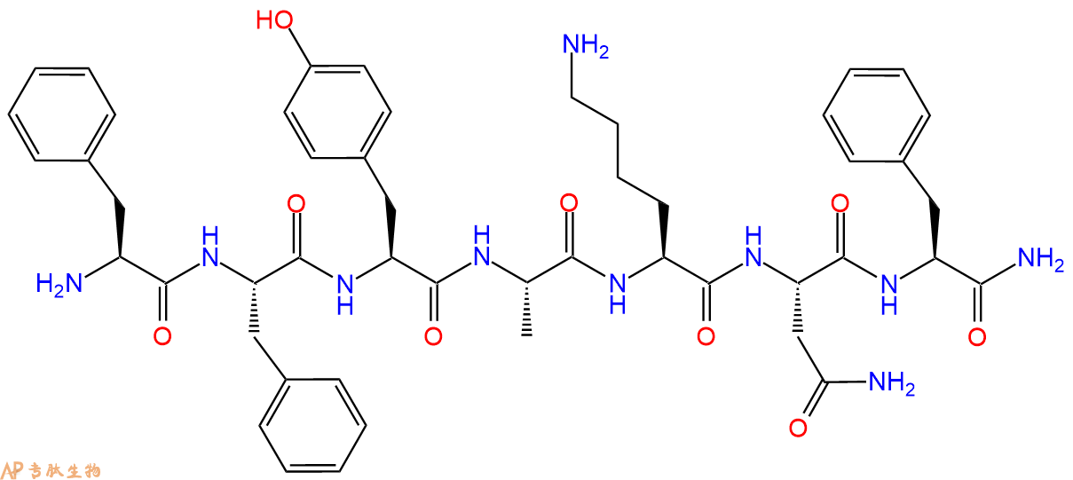 专肽生物产品H2N-Phe-Phe-Tyr-Ala-Lys-Asn-Phe-CONH2