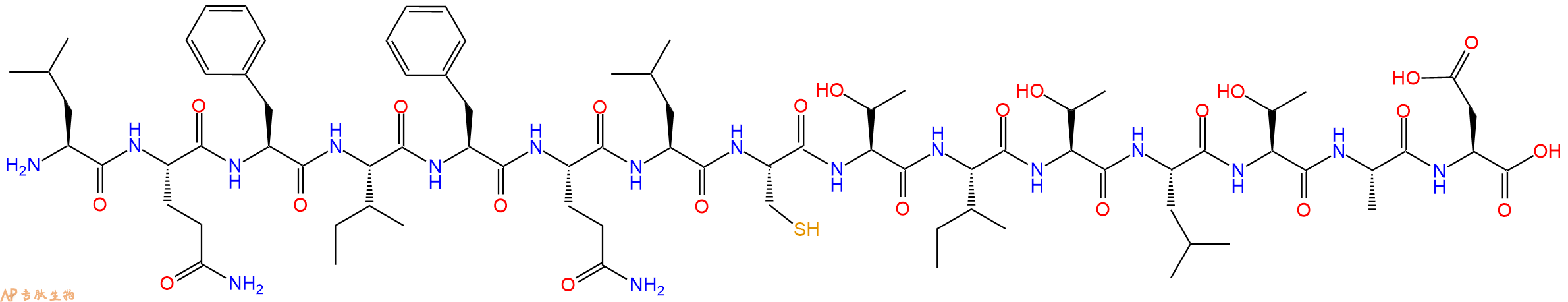 专肽生物产品H2N-Leu-Gln-Phe-Ile-Phe-Gln-Leu-Cys-Thr-Ile-Thr-Leu-Thr-Ala-Asp-OH