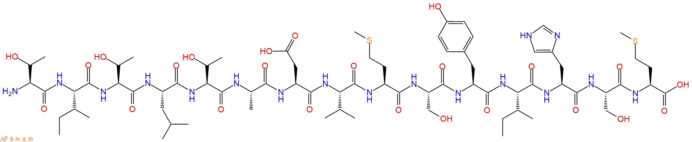 专肽生物产品H2N-Thr-Ile-Thr-Leu-Thr-Ala-Asp-Val-Met-Ser-Tyr-Ile-His-Ser-Met-OH