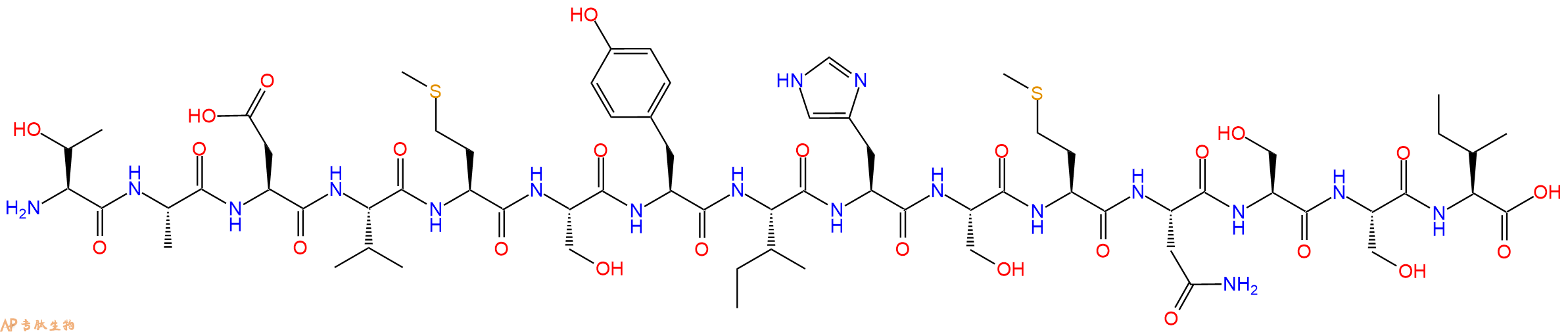 专肽生物产品H2N-Thr-Ala-Asp-Val-Met-Ser-Tyr-Ile-His-Ser-Met-Asn-Ser-Ser-Ile-OH