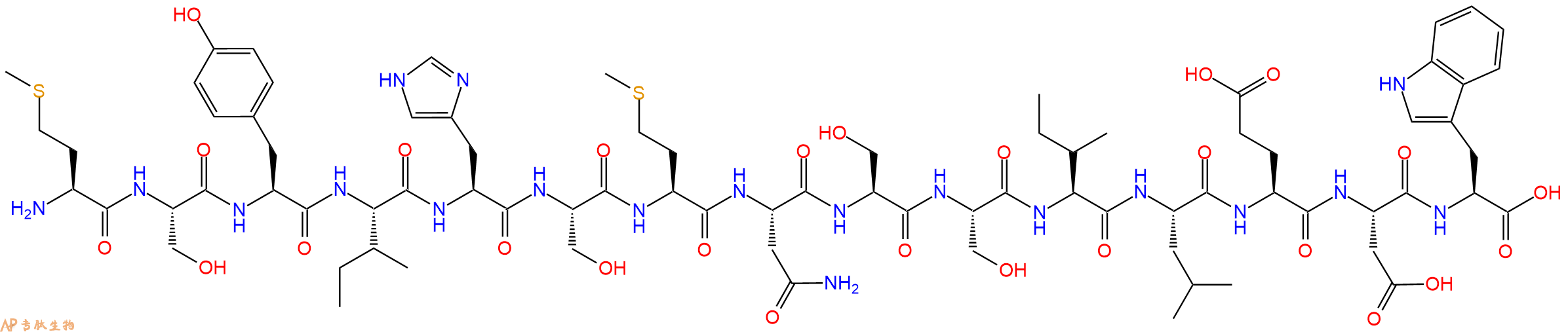 专肽生物产品H2N-Met-Ser-Tyr-Ile-His-Ser-Met-Asn-Ser-Ser-Ile-Leu-Glu-Asp-Trp-OH