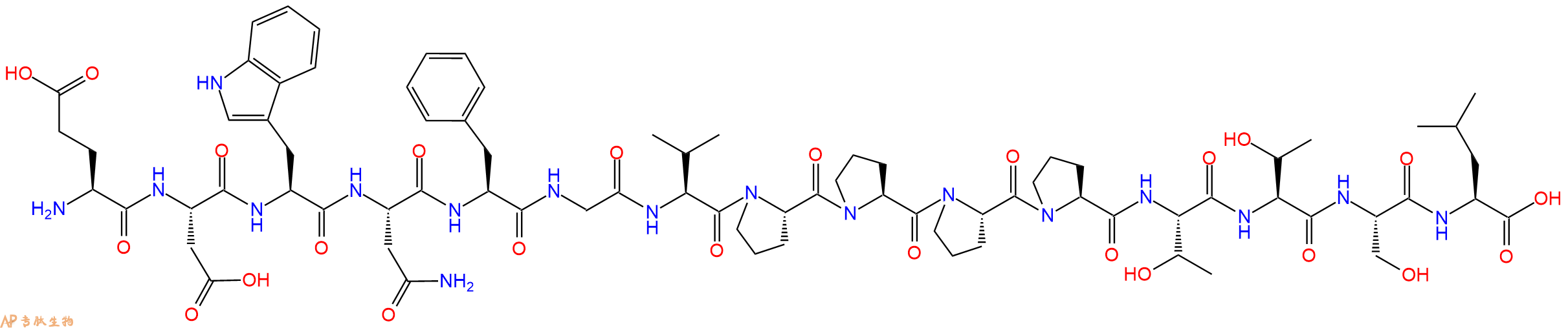 专肽生物产品H2N-Glu-Asp-Trp-Asn-Phe-Gly-Val-Pro-Pro-Pro-Pro-Thr-Thr-Ser-Leu-OH