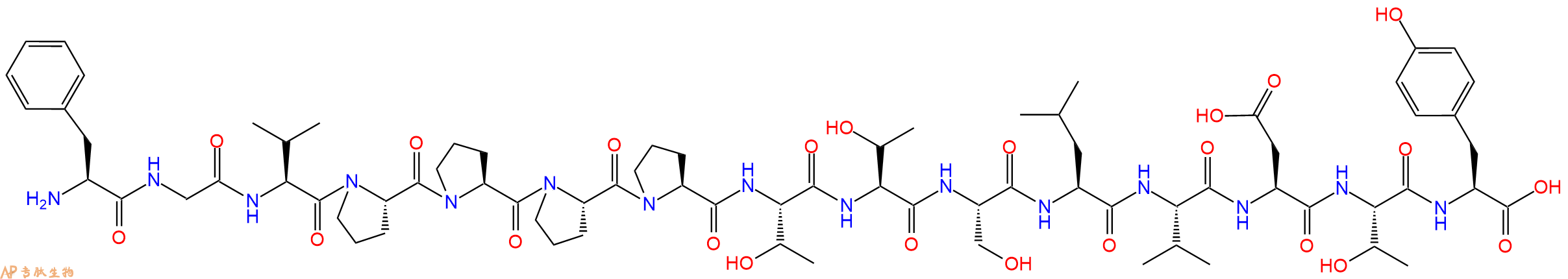 专肽生物产品H2N-Phe-Gly-Val-Pro-Pro-Pro-Pro-Thr-Thr-Ser-Leu-Val-Asp-Thr-Tyr-OH