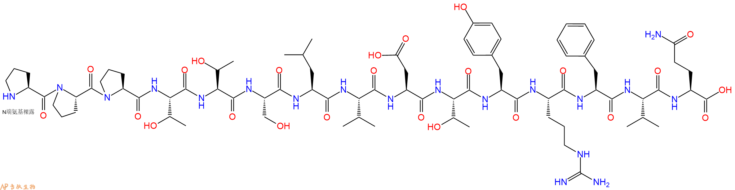 专肽生物产品H2N-Pro-Pro-Pro-Thr-Thr-Ser-Leu-Val-Asp-Thr-Tyr-Arg-Phe-Val-Gln-OH