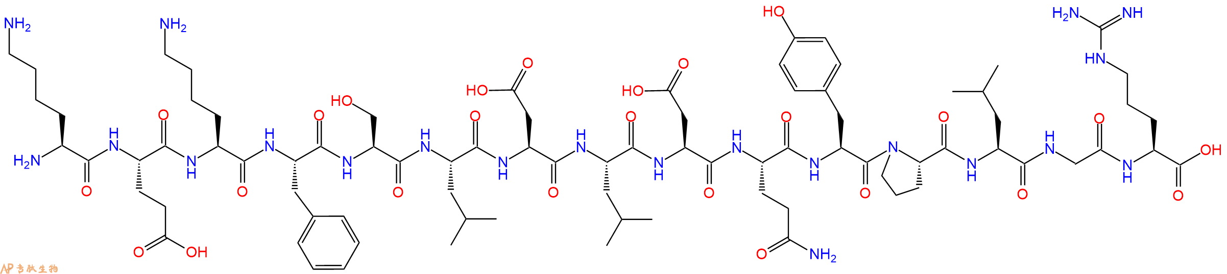 专肽生物产品H2N-Lys-Glu-Lys-Phe-Ser-Leu-Asp-Leu-Asp-Gln-Tyr-Pro-Leu-Gly-Arg-OH