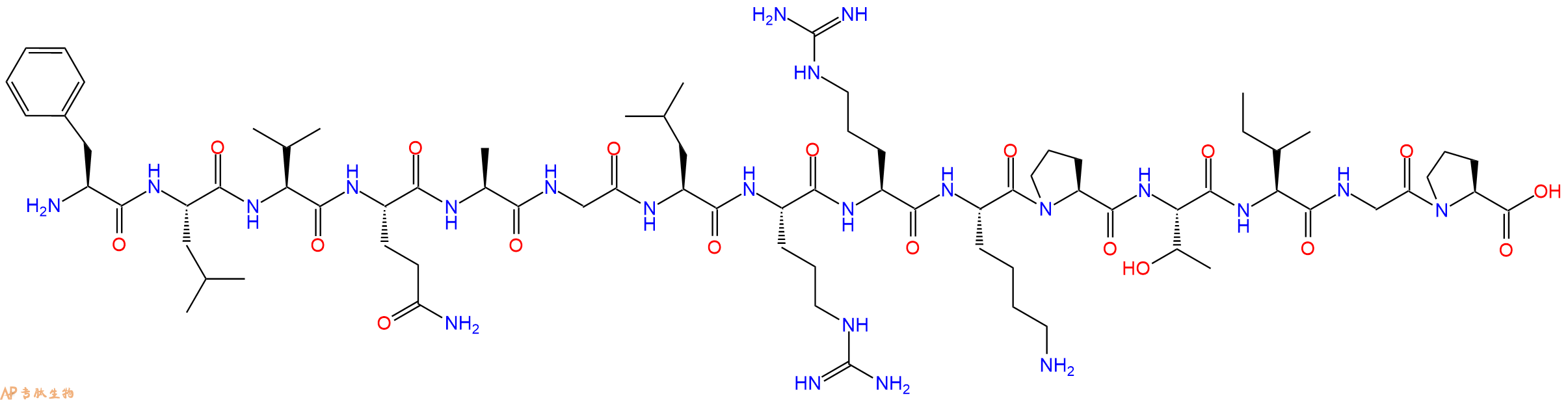 专肽生物产品H2N-Phe-Leu-Val-Gln-Ala-Gly-Leu-Arg-Arg-Lys-Pro-Thr-Ile-Gly-Pro-OH