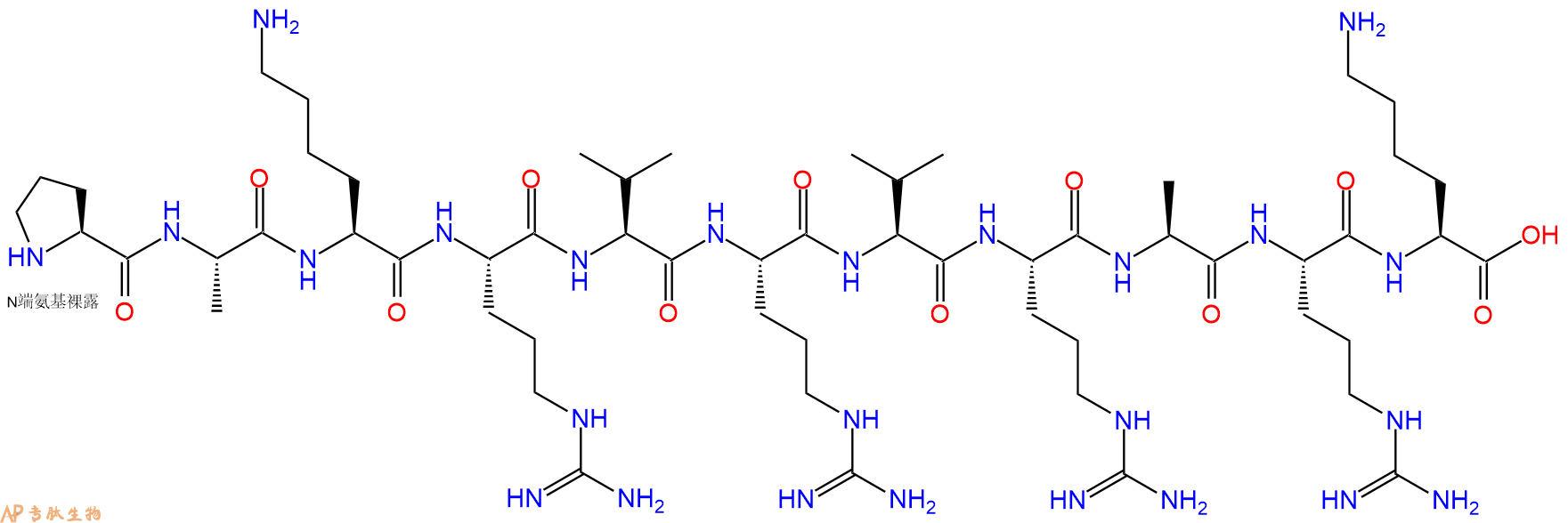 专肽生物产品H2N-Pro-Ala-Lys-Arg-Val-Arg-Val-Arg-Ala-Arg-Lys-OH