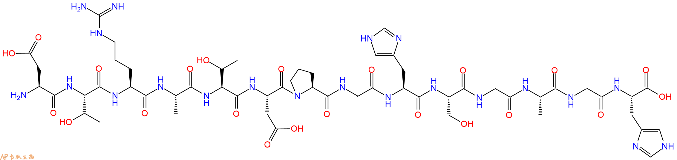 专肽生物产品H2N-Asp-Thr-Arg-Ala-Thr-Asp-Pro-Gly-His-Ser-Gly-Ala-Gly-His-OH