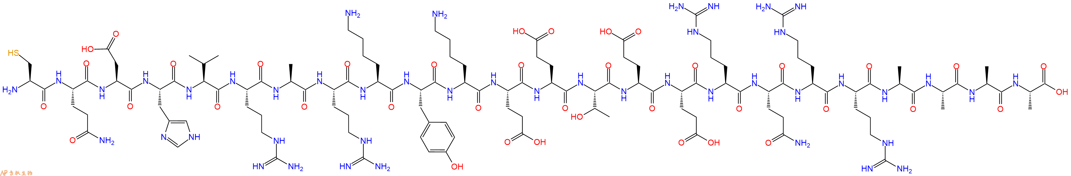 专肽生物产品H2N-Cys-Gln-Asp-His-Val-Arg-Ala-Arg-Lys-Tyr-Lys-Glu-Glu-Thr-Glu-Glu-Arg-Gln-Arg-Arg-Ala-Ala-Ala-Ala-OH