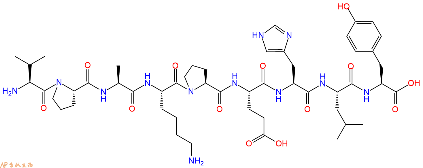 专肽生物产品H2N-Val-Pro-Ala-Lys-Pro-Glu-His-Leu-Tyr-OH