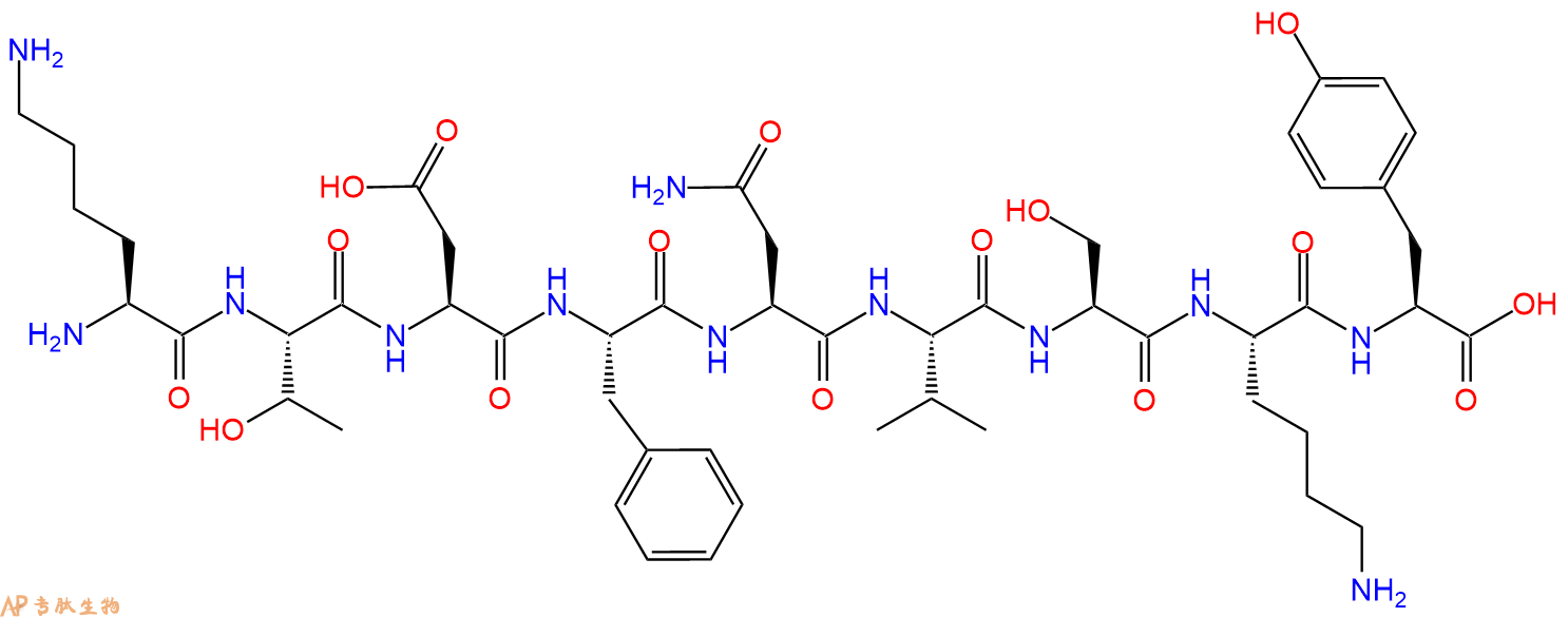 专肽生物产品H2N-Lys-Thr-Asp-Phe-Asn-Val-Ser-Lys-Tyr-OH