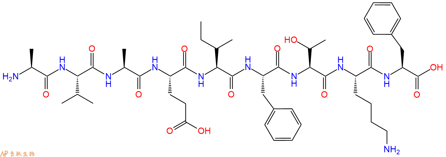 专肽生物产品H2N-Ala-Val-Ala-Glu-Ile-Phe-Thr-Lys-Phe-OH