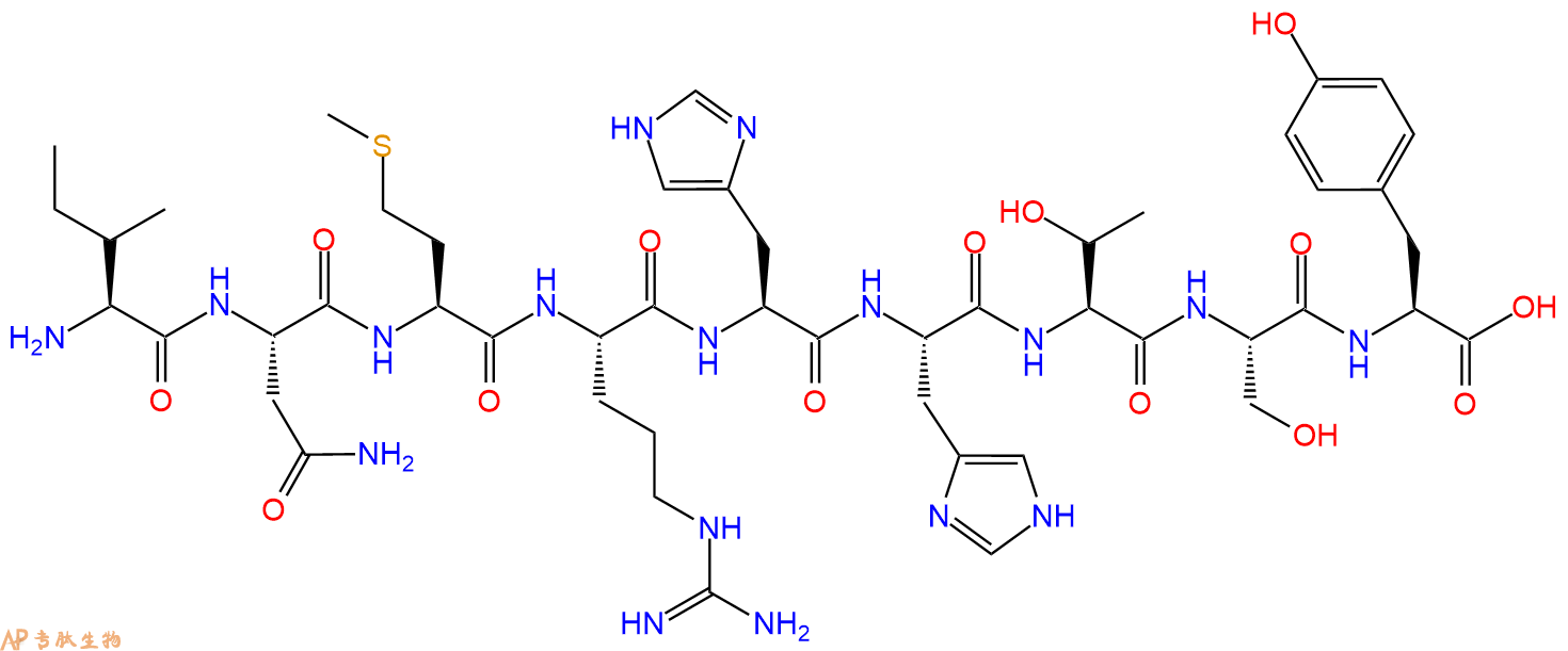 专肽生物产品H2N-Ile-Asn-Met-Arg-His-His-Thr-Ser-Tyr-OH
