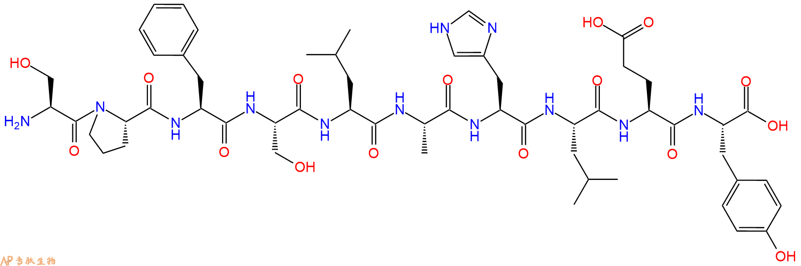 专肽生物产品H2N-Ser-Pro-Phe-Ser-Leu-Ala-His-Leu-Glu-Tyr-OH