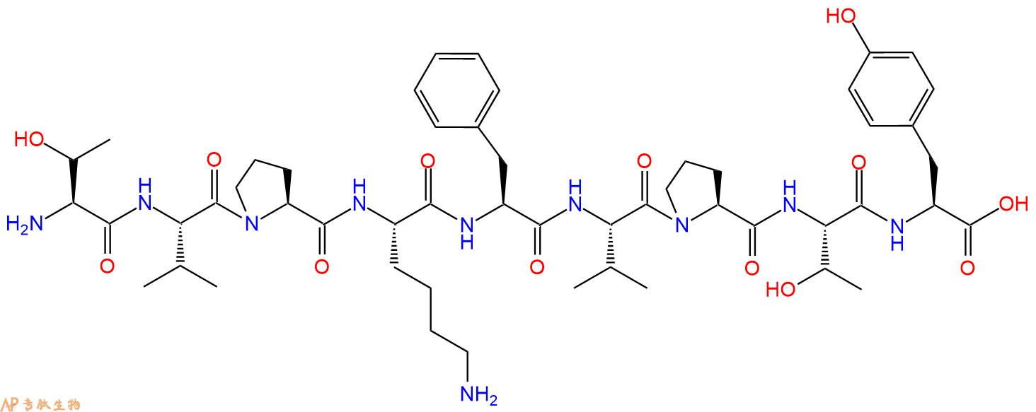 专肽生物产品H2N-Thr-Val-Pro-Lys-Phe-Val-Pro-Thr-Tyr-OH