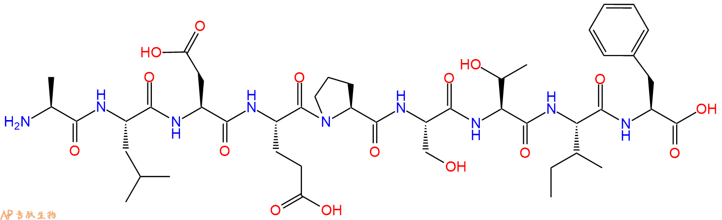 专肽生物产品H2N-Ala-Leu-Asp-Glu-Pro-Ser-Thr-Ile-Phe-OH