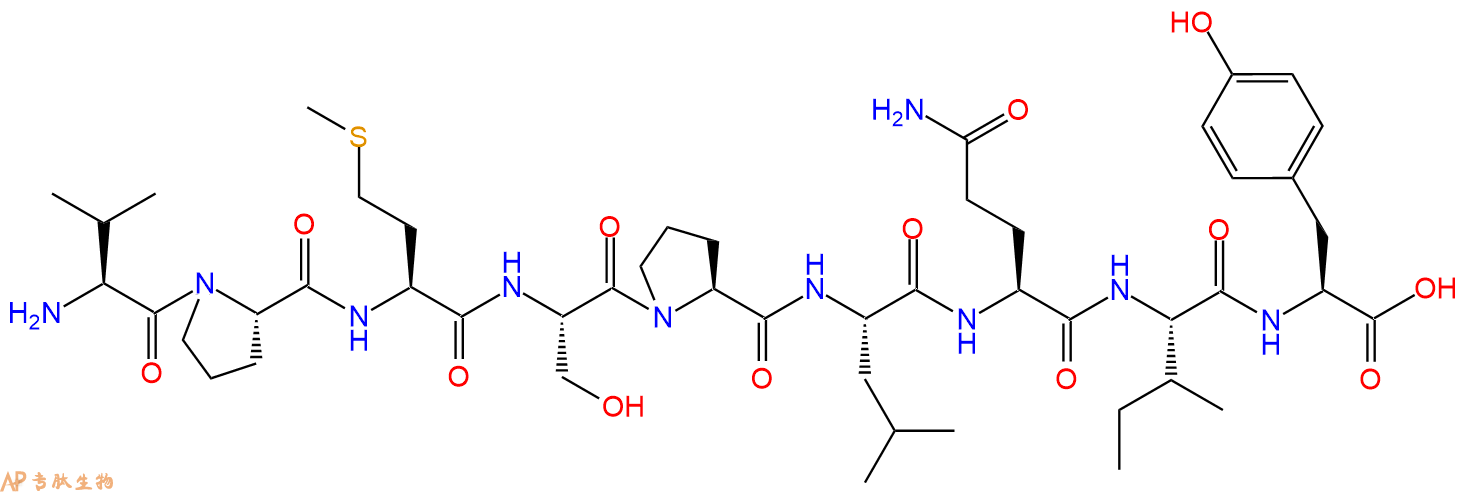 专肽生物产品H2N-Val-Pro-Met-Ser-Pro-Leu-Gln-Ile-Tyr-OH