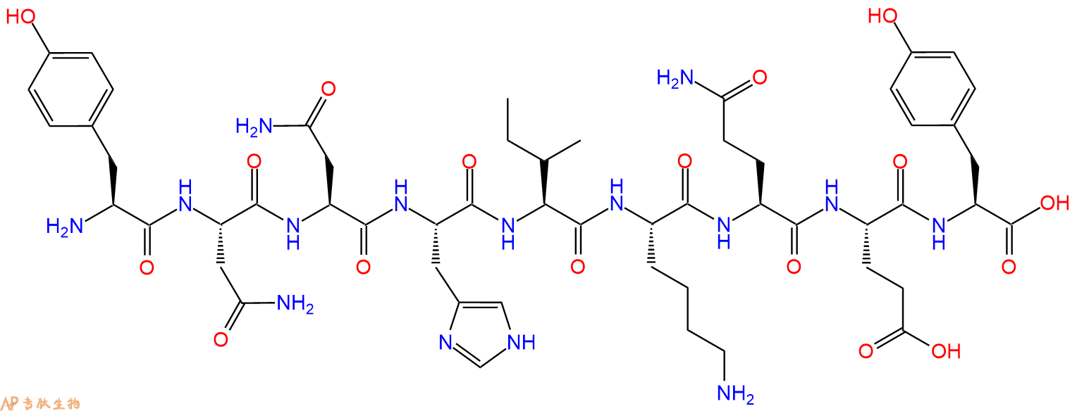 专肽生物产品H2N-Tyr-Asn-Asn-His-Ile-Lys-Gln-Glu-Tyr-OH