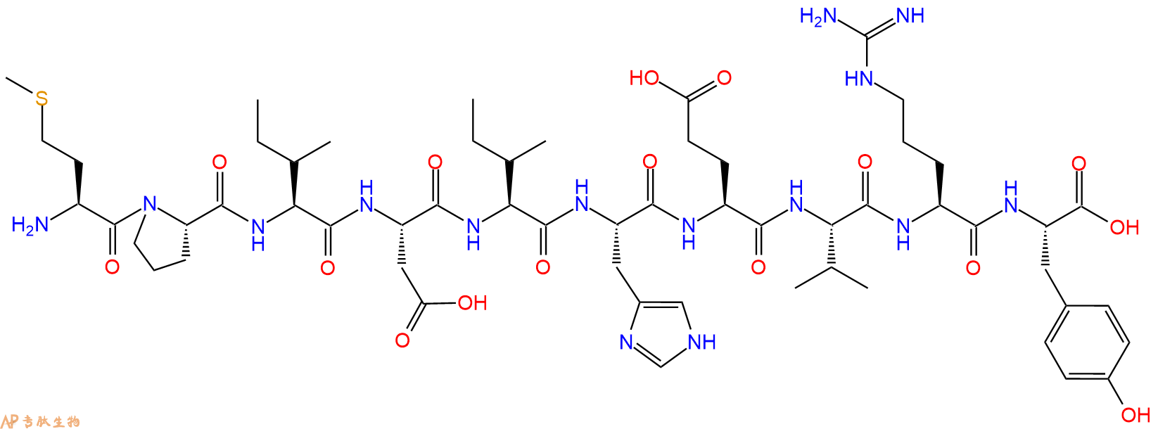 专肽生物产品H2N-Met-Pro-Ile-Asp-Ile-His-Glu-Val-Arg-Tyr-OH