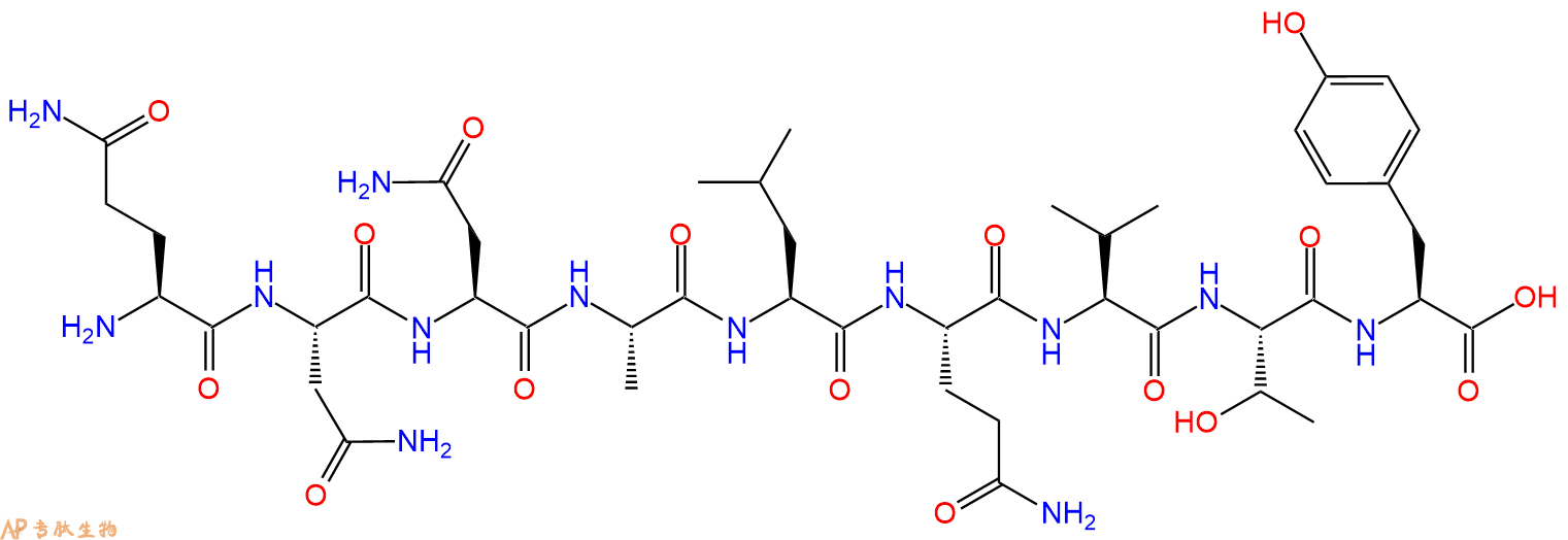 专肽生物产品H2N-Gln-Asn-Asn-Ala-Leu-Gln-Val-Thr-Tyr-OH